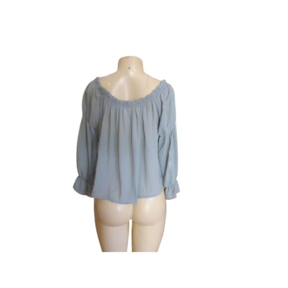 New w Tags Active USA Sage Green Off-Shoulder Peasant Style Blouse Large - Picture 4 of 8